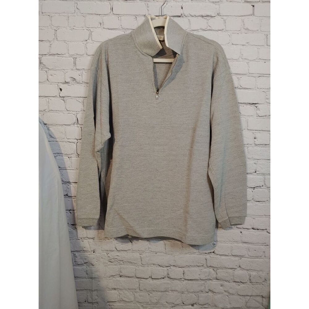 Old Navy VINTAGE Mens Size Large Grey 1/4 Zip Pullover Polo Shirt
